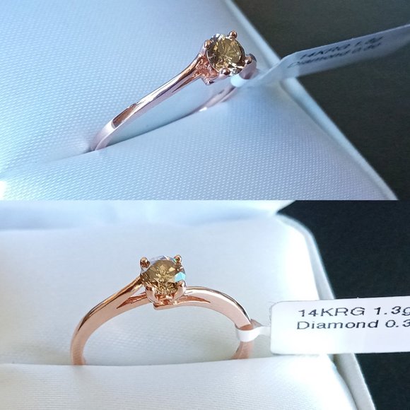 (SOLD) 14K Rose Gold Diamond Solitaire 0.3ct Ring Sz6.5 - Picture 2 of 10